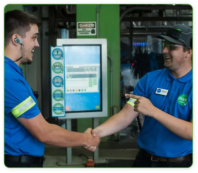 Automatic car wash | Mint Smart Wash team illustrating corporate values