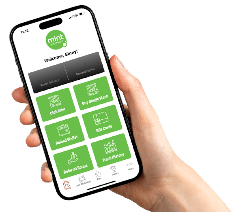 Image showing a cell phone screen displaying the Mint Smartwash application.
